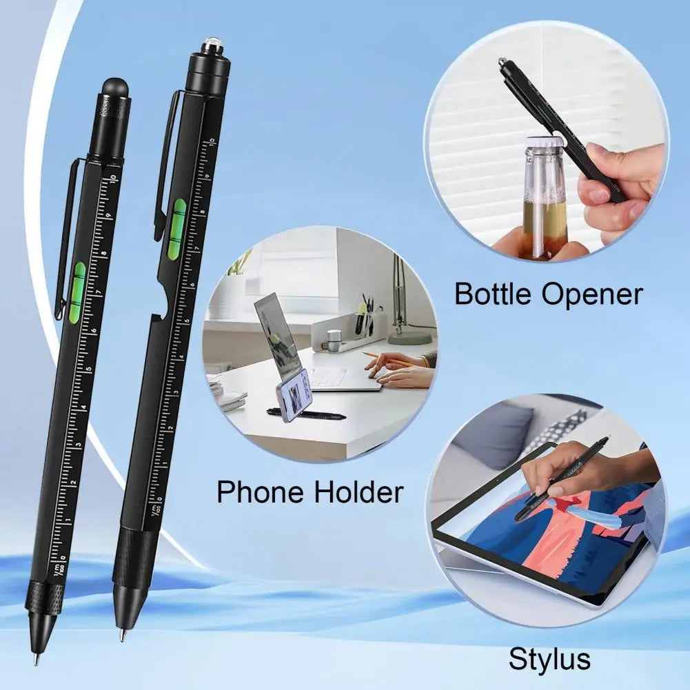 🖊️ طقم قلم 9 في 1 متعدد الوظائف (قطعتين) مزود بإضاءة LED، مفك، فتّاحة، مسطرة، ستايلس والمزيد مثالي كهدية للأب أو الجد أو عشاق الأدوات الذكية